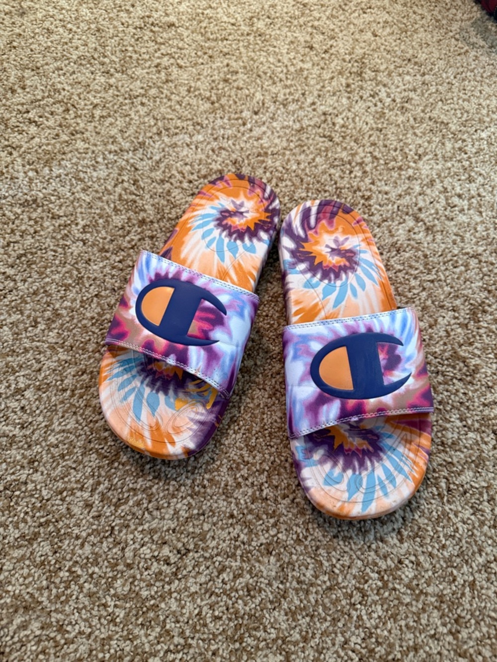 Champion Tie-Dye Slide Sandals - Purple, Orange & Blue